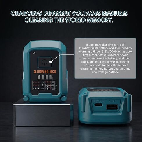 Choerinton Battery Charger Compatible with Makita 20V MAX Battery, 100W Fast Charging Battery Adapter Converter with USB Charger Type-C Port forElectronic Device, Work RV Camping Travel (Tool Only) in Kuwait