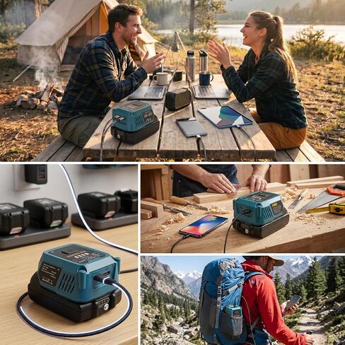 Choerinton Battery Charger Compatible with Makita 20V MAX Battery, 100W Fast Charging Battery Adapter Converter with USB Charger Type-C Port forElectronic Device, Work RV Camping Travel (Tool Only) in Kuwait