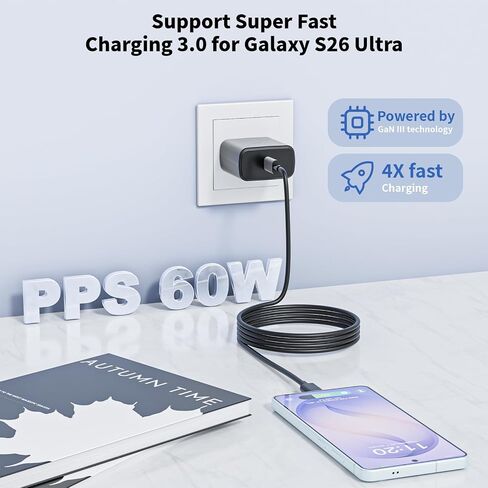 60W Super Fast Charger Type C for Samsung,3Pack GaN USBC Charger for Galaxy in Kuwait
