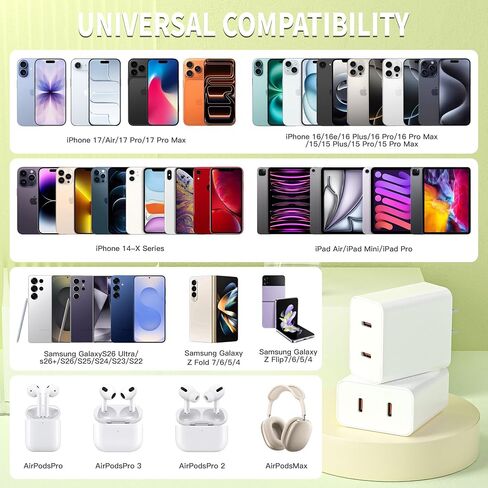 [Apple MFi Certified] USB C Fast Charger Block,45W 2Pack Dual Port Charging Brick Power Adapter iPhone Charger,Apple Type C Wall Charger for iPhone 17 Pro Max/Air/16 Pro/16 E/16 Plus/15/iPad Pro/Mini in Kuwait