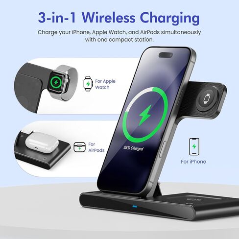 New Wireless Charger Fast Charging Station 3 in 1 Charger Stand Travel in Kuwait
