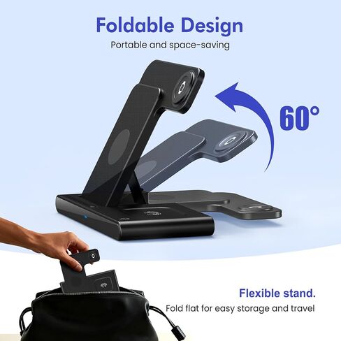 New Wireless Charger Fast Charging Station 3 in 1 Charger Stand Travel in Kuwait