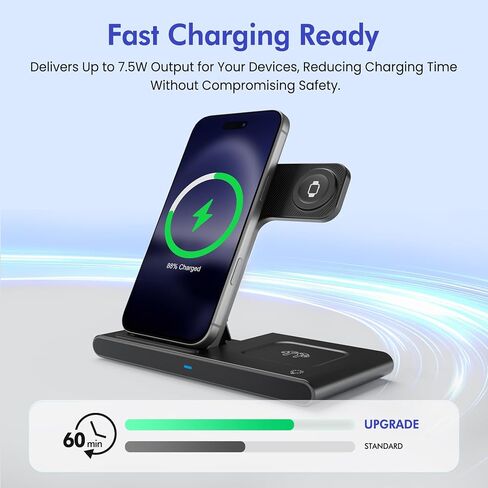 New Wireless Charger Fast Charging Station 3 in 1 Charger Stand Travel in Kuwait