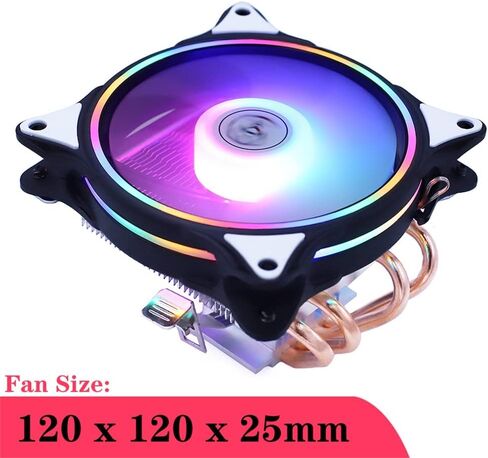 4 Heat Pipes Laptop Radiator Fan Cooler Slim Rainbow Light High Air Volume Quiet in Kuwait
