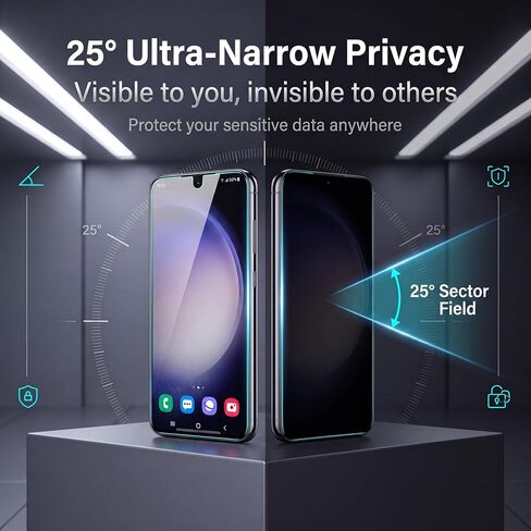 2+2 Pack Galaxy S23 Privacy Screen Protector, Anti Spy Tempered Glass 9H Hardness with 2 Pack Camera Lens Protector, Private Guard Bubble Free Case Friendly for Samsung Galaxy S23 5G (6.1 Inch) in Kuwait