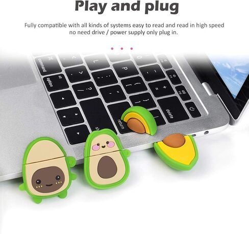 Cute USB Flash Drive 32GB, 3 Pack Fruit Design Avocado Silicone USB 2.0 Thumb Drive Computer Memory Stick Pen Drive Flash Disk Jump Drive Gift Set in Kuwait