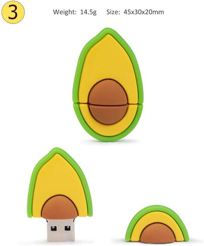 Cute USB Flash Drive 32GB, 3 Pack Fruit Design Avocado Silicone USB 2.0 Thumb Drive Computer Memory Stick Pen Drive Flash Disk Jump Drive Gift Set in Kuwait