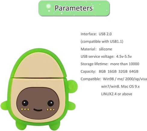 Cute USB Flash Drive 32GB, 3 Pack Fruit Design Avocado Silicone USB 2.0 Thumb Drive Computer Memory Stick Pen Drive Flash Disk Jump Drive Gift Set in Kuwait