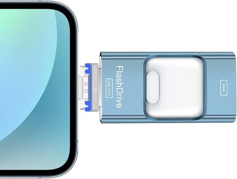 Soft Mist Blue 128GB Portable Memory Drive, Lightweight Storage for Daily Files (App Required for Some Systems) in Kuwait