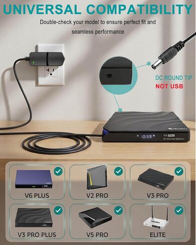 5V 2A Power Supply Replacement for Vseebox Power Cord - Compatible with vSeeBox V6 Plus, V5 Pro, V3 Pro Plus, V2, V1, Elite TV Box Charger Adapter Cable in Kuwait