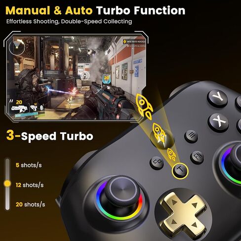 Wireless PC Controller with Charging Dock, Hall Effect Joysticks No Drift, 1000Hz Polling Rate Gamepad for Windows PC/Switch/Android/iOS, Programmable Back Buttons, RGB Light in Kuwait