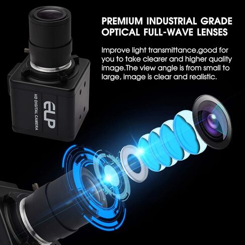 8 MP USB Camera with 2.8-12mm Varifocal Lens, 3264x2448 Webcam, IMX179 Mini Industrial Camera Outdoor Indoor, Plug and Play, Support UVC OTG 2.0, for Computer,Laptop, Raspberry Pi,Jetson Nano in Kuwait