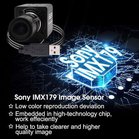 8 MP USB Camera with 2.8-12mm Varifocal Lens, 3264x2448 Webcam, IMX179 Mini Industrial Camera Outdoor Indoor, Plug and Play, Support UVC OTG 2.0, for Computer,Laptop, Raspberry Pi,Jetson Nano in Kuwait