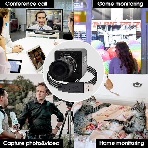 8 MP USB Camera with 2.8-12mm Varifocal Lens, 3264x2448 Webcam, IMX179 Mini Industrial Camera Outdoor Indoor, Plug and Play, Support UVC OTG 2.0, for Computer,Laptop, Raspberry Pi,Jetson Nano in Kuwait