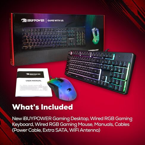 iBUYPOWER Y40 Gaming PC Desktop Computer AMD Ryzen 7 9800X3D CPU, NVIDIA GeForce RTX 5070 12GB GPU, 32GB DDR5 5200MHz RAM, 1TB NVMe SSD, Windows 11 Home, Gamer Keyboard and Mouse - Y40BA7N5703 in Kuwait