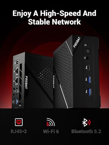 FIREBAT Mini Gaming PC, AMD Ryzen 6600H, Radeon 660M,16GB 6400MHz LPDDR5 512GBPCIe SSD, Wi-Fi 6, BT 5.2, 2X LAN, DP 2.0 (4K@160Hz),USB-C, Desktop Computer for Home, Business, and Students 【AM02】 in Kuwait