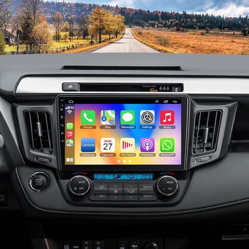 8 Core 6GB+128GB Car Radio for Toyota RAV4 2007-2012,9 Inch QLED Touch Screen Car Stereo with Carplay&Android Auto,WiFi,GPS Navigation,Bluetooth,FM&AM Radio,Android 15 in Kuwait