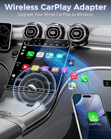 Wireless CarPlay Adapter for Apple iPhone（2026 Upgrade）- Convert Wired CarPlay to CarPlay Wireless Adapter, Stable Connection Compatible with OEM Wired CarPlay Vehicles & iOS 10+(White) in Kuwait
