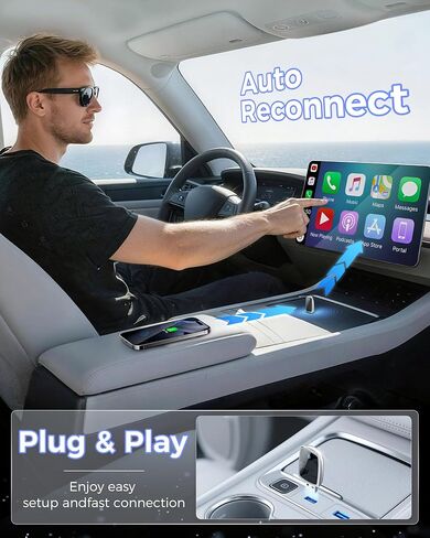 Wireless CarPlay Adapter for Apple iPhone（2026 Upgrade）- Convert Wired CarPlay to CarPlay Wireless Adapter, Stable Connection Compatible with OEM Wired CarPlay Vehicles & iOS 10+(White) in Kuwait