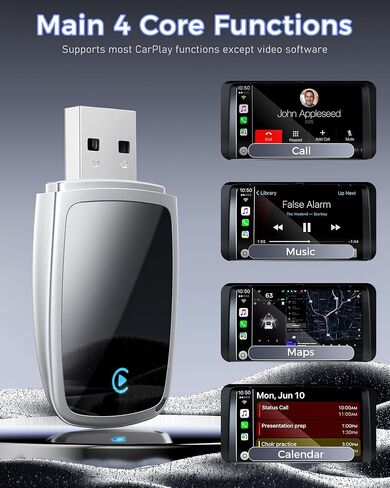 Wireless CarPlay Adapter for Apple iPhone（2026 Upgrade）- Convert Wired CarPlay to CarPlay Wireless Adapter, Stable Connection Compatible with OEM Wired CarPlay Vehicles & iOS 10+(White) in Kuwait