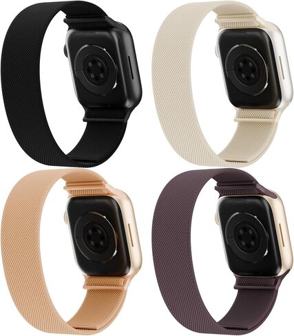 4 Pack Stretchy Solo Loop Nylon Bands Compatible with watch 38mm 40mm 41mm 42mm 44mm 45mm 46mm 49mm Women Men, Water-Resistant Elastics Sport Strap for iWatch Series 11/10/9/8/7/6/5/4/3/2/1 Ultra SE in Kuwait