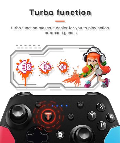 Wireless Switch Pro Controller for Nintendo Switch with Adjustable Turbo Function,Dual Vibration Function,Gyro 6-Axis and High Battery Life. Remote Gamepad Joystick for Switch Console, Red&Blue in Kuwait