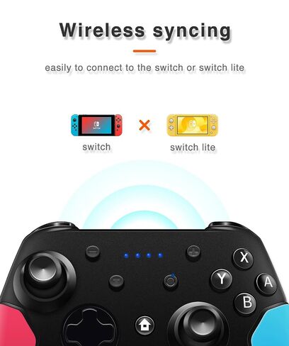 Wireless Switch Pro Controller for Nintendo Switch with Adjustable Turbo Function,Dual Vibration Function,Gyro 6-Axis and High Battery Life. Remote Gamepad Joystick for Switch Console, Red&Blue in Kuwait
