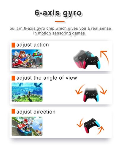 Wireless Switch Pro Controller for Nintendo Switch with Adjustable Turbo Function,Dual Vibration Function,Gyro 6-Axis and High Battery Life. Remote Gamepad Joystick for Switch Console, Red&Blue in Kuwait