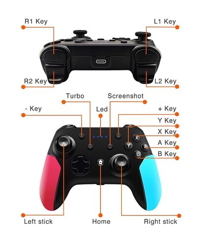 Wireless Switch Pro Controller for Nintendo Switch with Adjustable Turbo Function,Dual Vibration Function,Gyro 6-Axis and High Battery Life. Remote Gamepad Joystick for Switch Console, Red&Blue in Kuwait
