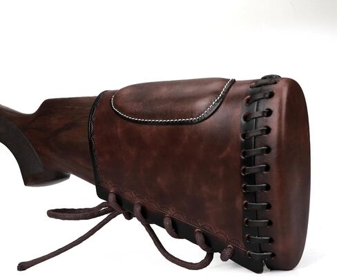 Tourbon Leather Rifle Stock Protective Holder Slip on Recoil Pad Cheek Rest Riser with Cartridges Pouch in Kuwait