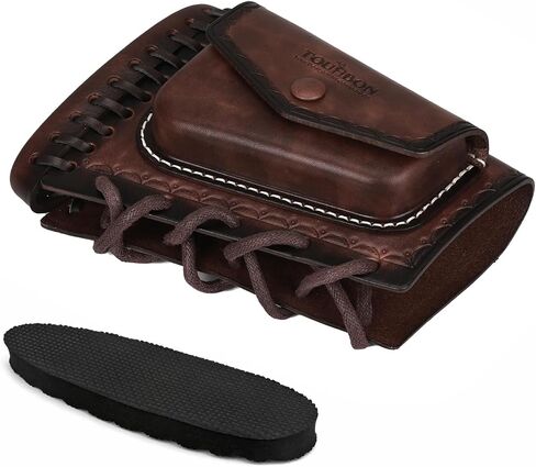 Tourbon Leather Rifle Stock Protective Holder Slip on Recoil Pad Cheek Rest Riser with Cartridges Pouch in Kuwait