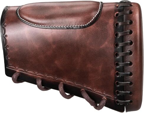 Tourbon Leather Rifle Stock Protective Holder Slip on Recoil Pad Cheek Rest Riser with Cartridges Pouch in Kuwait