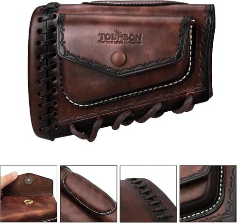 Tourbon Leather Rifle Stock Protective Holder Slip on Recoil Pad Cheek Rest Riser with Cartridges Pouch in Kuwait