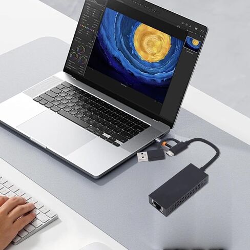 Jiawu USB Type C Dual Port Network Adapter HighSpeed 2.5G Ethernet for Laptops and Computers Durable Aluminum Alloy Construction in Kuwait