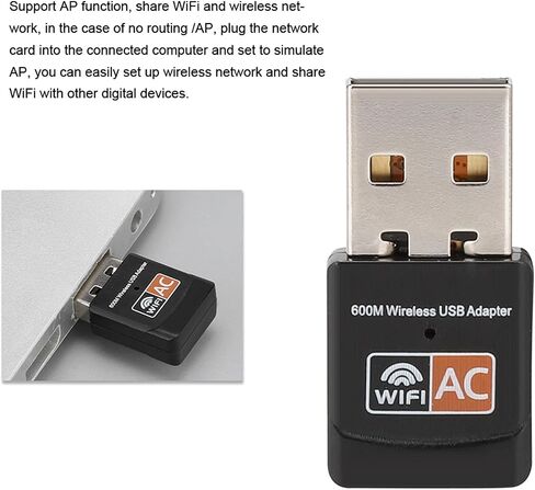 Dual Band 802.11AC Network Card USB WiFi Adapter with 150Mbps & 433Mbps Wireless Transfer Speeds in Kuwait