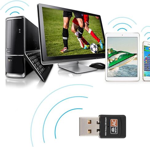 Dual Band 802.11AC Network Card USB WiFi Adapter with 150Mbps & 433Mbps Wireless Transfer Speeds in Kuwait