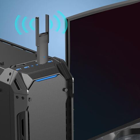 USB Wireless Network Adapter High Speed Dual Band 1300Mbps for Desktop PC 10 11 Black in Kuwait