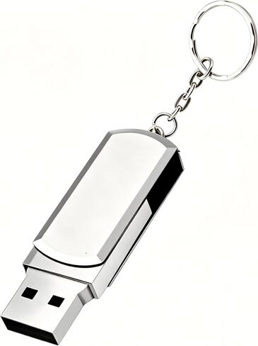 1Pcs 8GB Silver Sleek Swivel Metal USB Flash Drive with Keychain in Kuwait