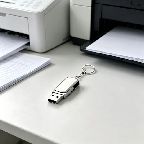 1Pcs 8GB Silver Sleek Swivel Metal USB Flash Drive with Keychain in Kuwait