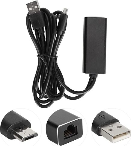 Micro USB to RJ45 Ethernet Adapter, 10/100Mbps Network Adapter for TV Sticks, Plug and Play Wired Internet Connector with External Power for Stable 4K Streaming in Kuwait