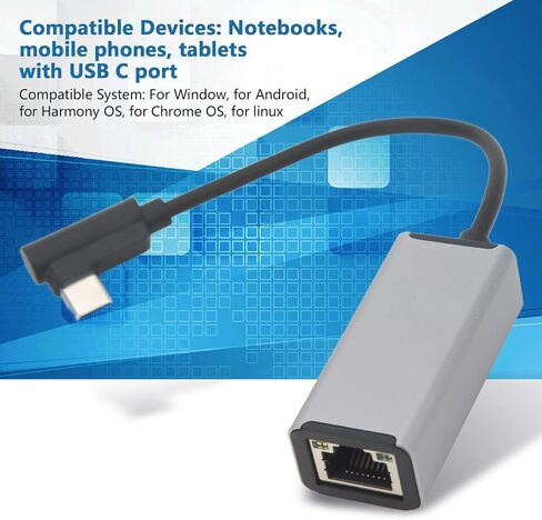 USB C to RJ45 Ethernet Adapter, Type C Ethernet Network Converter, 10Mbps to 100Mbps High Speed Plug and Play Adapter with Aluminum Alloy Shell for Notebook Phone Tablet in Kuwait