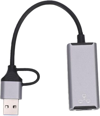 Bewinner USB C USB A Ethernet Adapter 3.0 to RJ45 Network Converter 100Mbps for Laptop, Phone, Tablet - Surge Protection, Plug and Play, Aluminum Alloy in Kuwait