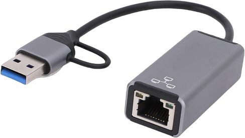 Bewinner USB C USB A Ethernet Adapter 3.0 to RJ45 Network Converter 100Mbps for Laptop, Phone, Tablet - Surge Protection, Plug and Play, Aluminum Alloy in Kuwait