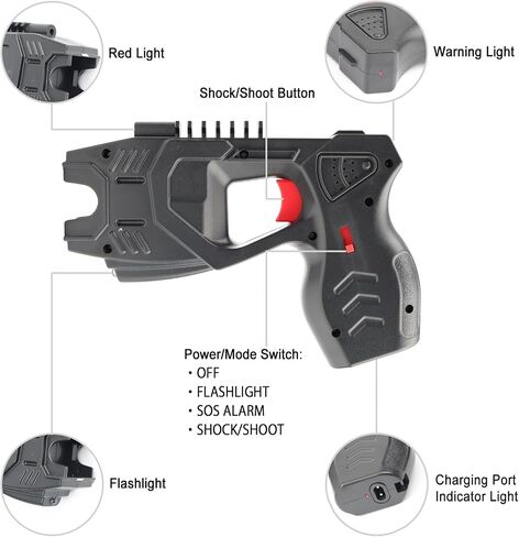 DEPM Heavy Duty Stun Gun with LED Flashlight, 15 Foot Range, 1.80 µC Painful, Rechargeable Self Defence Stun Gun for Man and for Woman, Safety Switch in Kuwait