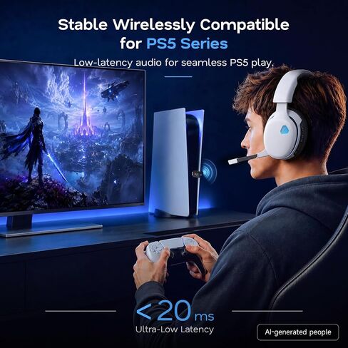 AOC 2.4GHz Wireless Gaming Headset for PS5, PS4, PC, Switch, 45Hr, White in Kuwait