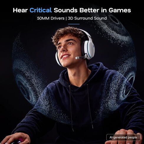 AOC 2.4GHz Wireless Gaming Headset for PS5, PS4, PC, Switch, 45Hr, White in Kuwait