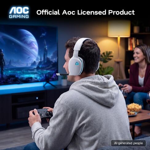 AOC 2.4GHz Wireless Gaming Headset for PS5, PS4, PC, Switch, 45Hr, White in Kuwait