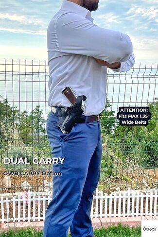 Ottoza Leather Gun Holster 1911 Shoulder Holster Right Hand - Dual Usage Shoulder + Belt/Leather Shoulder Holster 1911 fits Most Models 1911 COLT-Kimber-Ruger and More No:419 in Kuwait