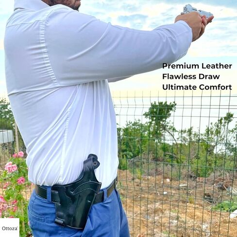 Ottoza Leather Gun Holster 1911 Shoulder Holster Right Hand - Dual Usage Shoulder + Belt/Leather Shoulder Holster 1911 fits Most Models 1911 COLT-Kimber-Ruger and More No:419 in Kuwait