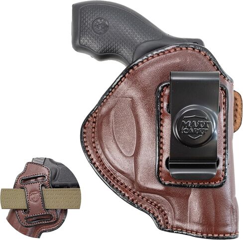 Maxx Carry Multi-Carry 4-Way OWB & IWB Premium Leather Gun Holster fits J Frame Revolver Holster for S&W Models 442 and 642 Airweight, 637, 638, 640 and Other .38 Special Snub Nose Revolvers. in Kuwait